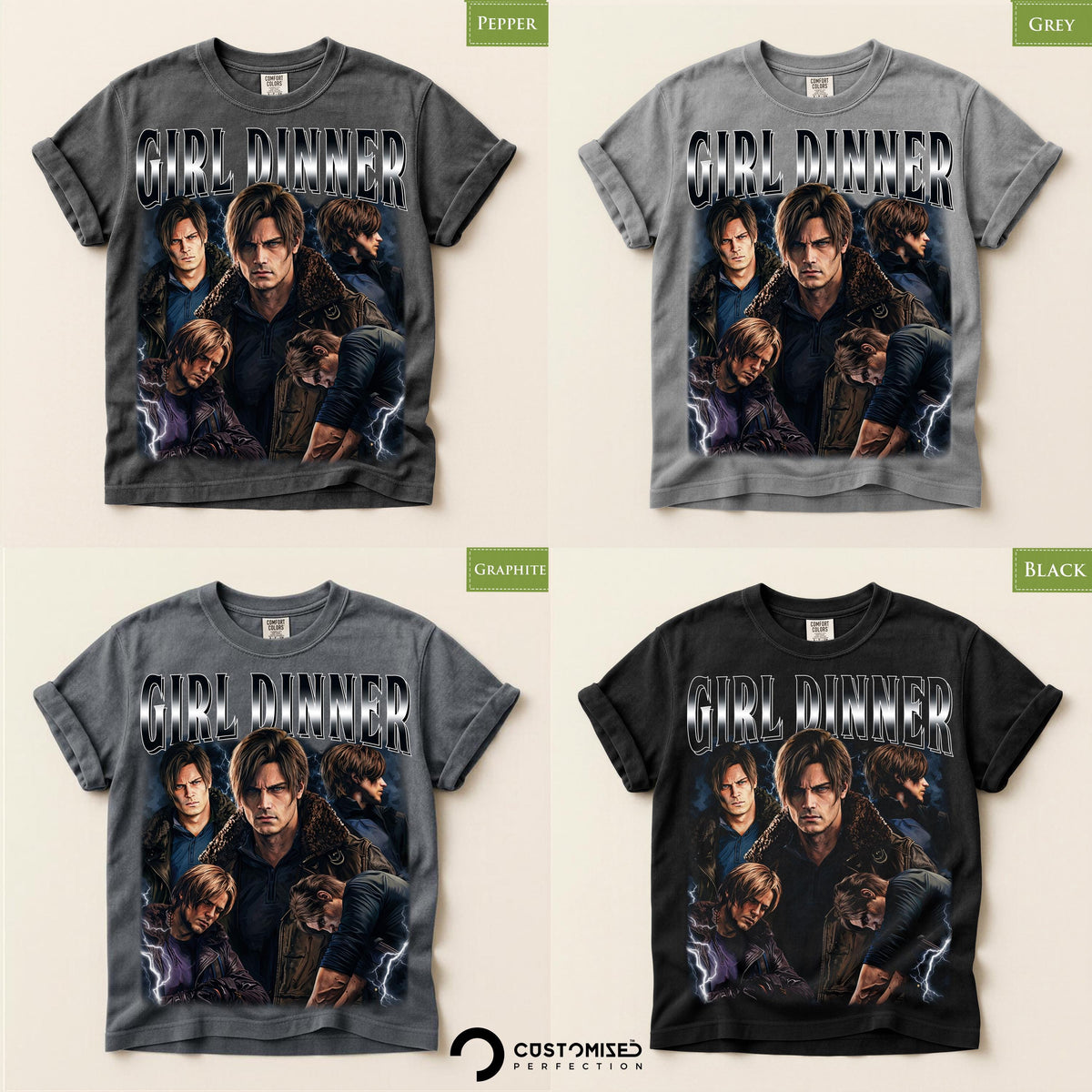 Girl Dinner Shirt, Resident Evil Tee, Leon Kennedy Comfort Colors® Top