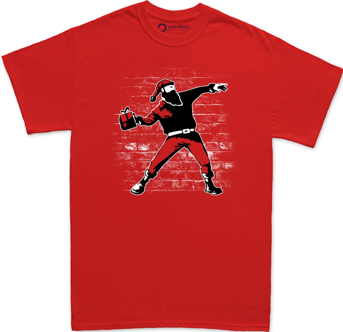 Funny Christmas Mens Shirt, Banksy Street Art Mens Shirt, Christmas Vacation Shirt, Printable Art Banksy T-shirt, Banksy Santa Shirt For Men
