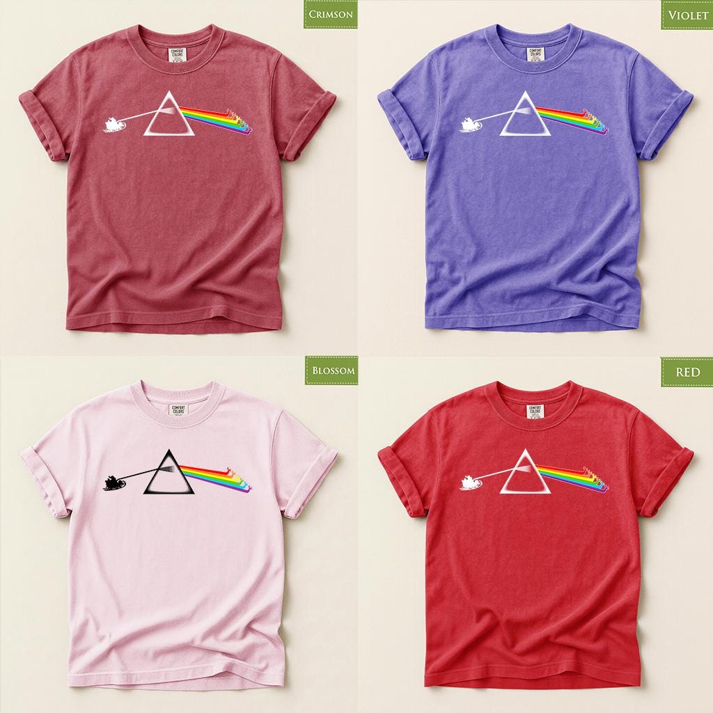 Comfort Colors® Christmas Prism Shirt, Santa Rainbow Holiday Tee, Music Inspired Christmas Gift, Retro Winter Graphic