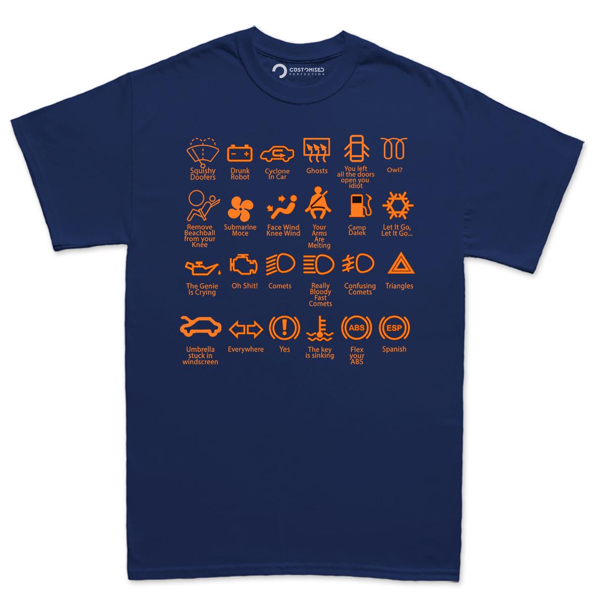 Funny Dashboard Warning Lights Shirt | Car Mechanic Humor, Parody Graphic Tee,  Automotive Gift