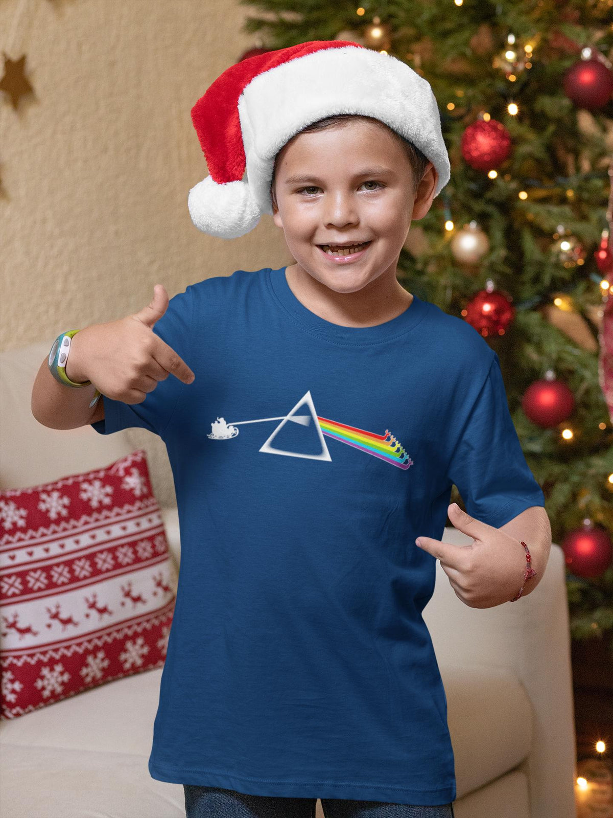 Comfort Colors® Christmas Prism Shirt, Santa Rainbow Holiday Tee, Music Inspired Christmas Gift, Retro Winter Graphic