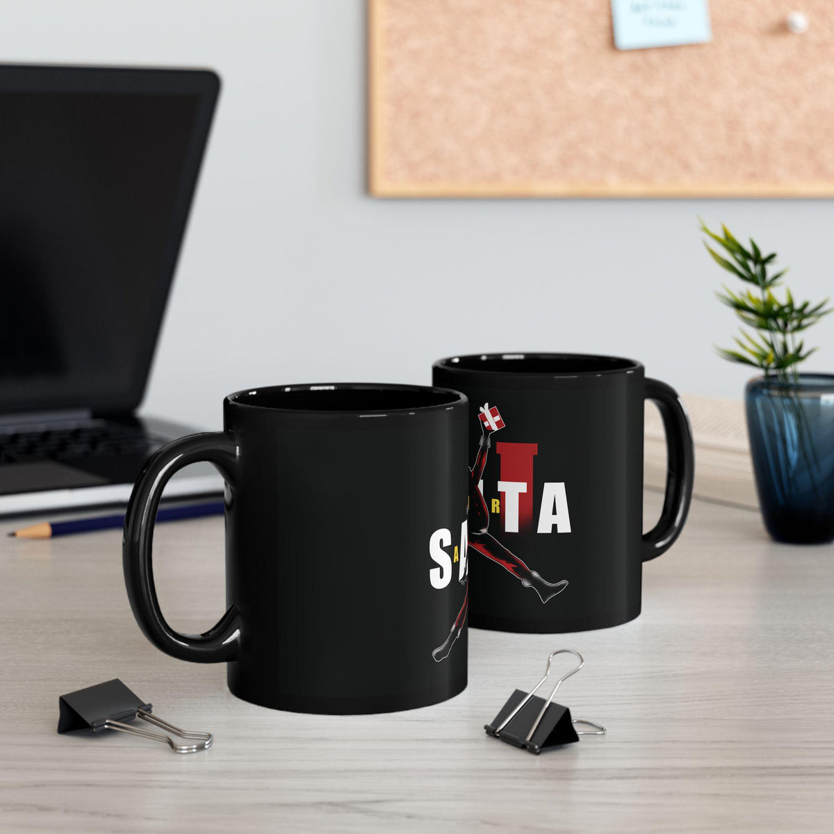 Air Santa Christmas Gift Mug, Black Santa, Basketball Christmas Mug, Holiday Cheer, Gift for Coffee Lovers, Christmas Decor, 11oz & 15oz