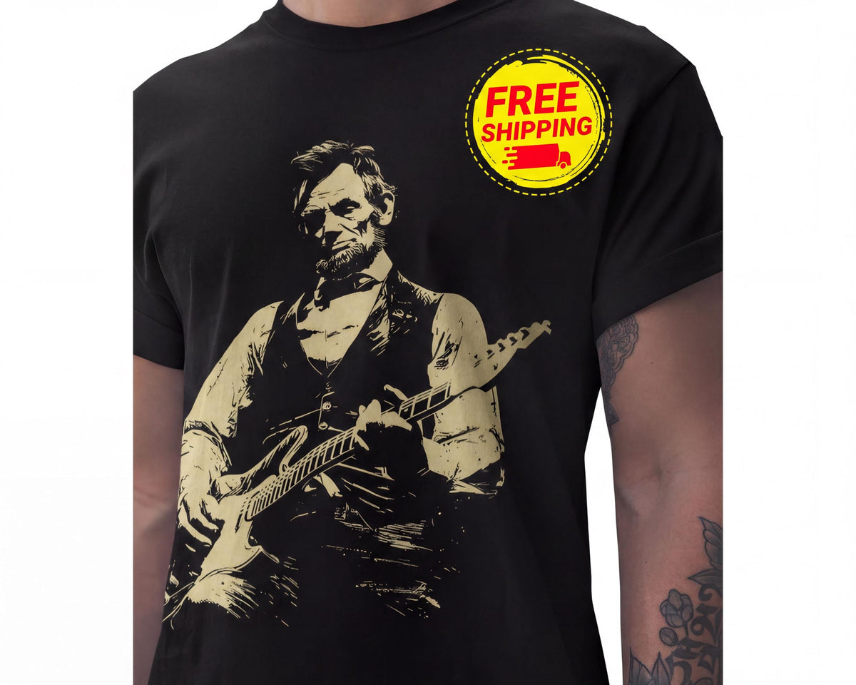 Comfort Colors® Abraham Lincoln Guitar Shirt, Retro Style Tee, Gift for Guitarist