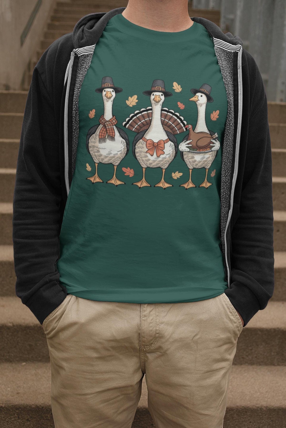 Comfort Colors® Thanksgiving Shirt, Funny Turkey Goose Tee, Pilgrim Bird Fall Graphic, Holiday Top