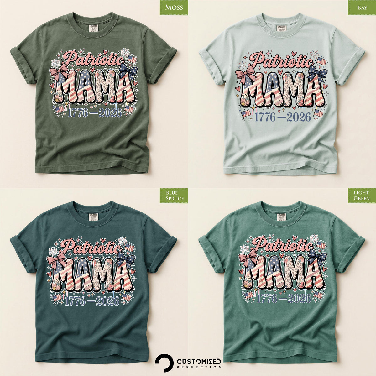 Patriotic Mama Shirt, Comfort Colors® American Flag Design, Mom July 4th Tee
