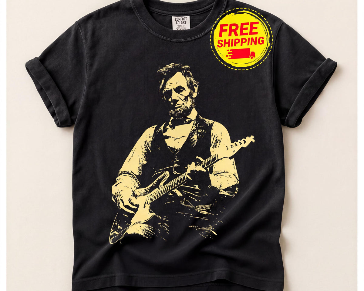 Abraham Lincoln Playing Guitar Shirt, Comfort Colors® Retro Political Humor Tee