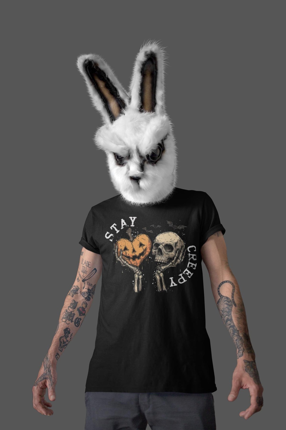 Stay Creepy Shirt, Skeleton Hands Halloween T-Shirt, Pumpkin Skull Gothic Hoodie, Horror Aesthetic Sweatshirt, Spooky Season Tee Gift