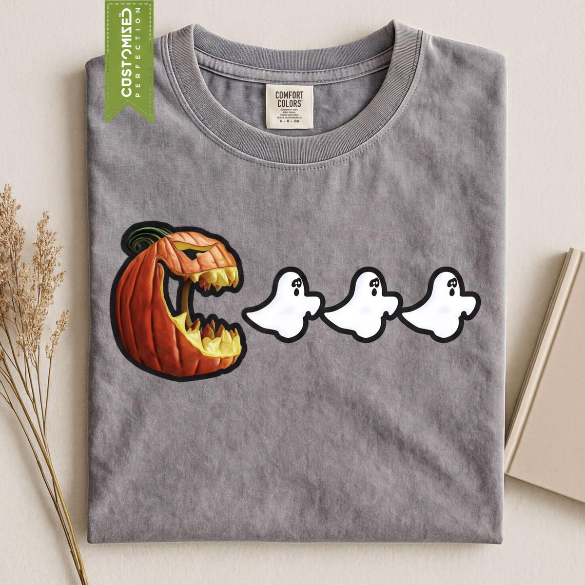Comfort Colors® Halloween Pumpkin Eating Ghosts Shirt, Trick Or Treat Costume Top, Funny Fall Autumn Tee