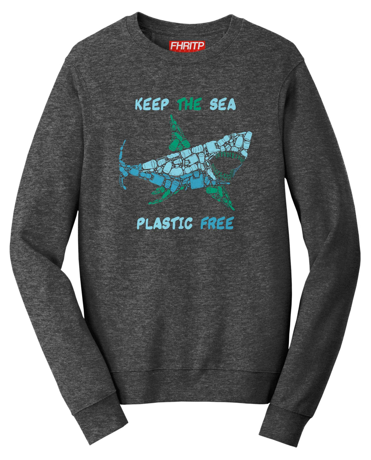 Shark Plastic Mosaic Great White Hand Drawn Environment Protest Sweatshirt