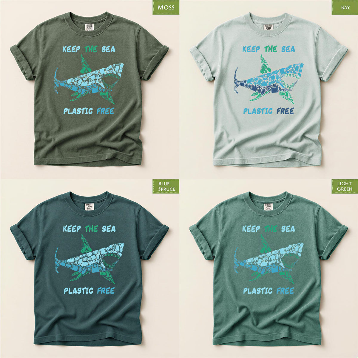 Shark Mosaic Shirt, Great White Tee, Environment Protest Top, Comfort Colors® Hand Drawn Design