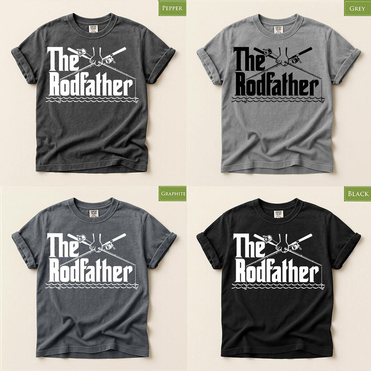 The Rodfather Comfort Colors® Fishing Shirt, Angler Fisherman Tee, Gift for Dads