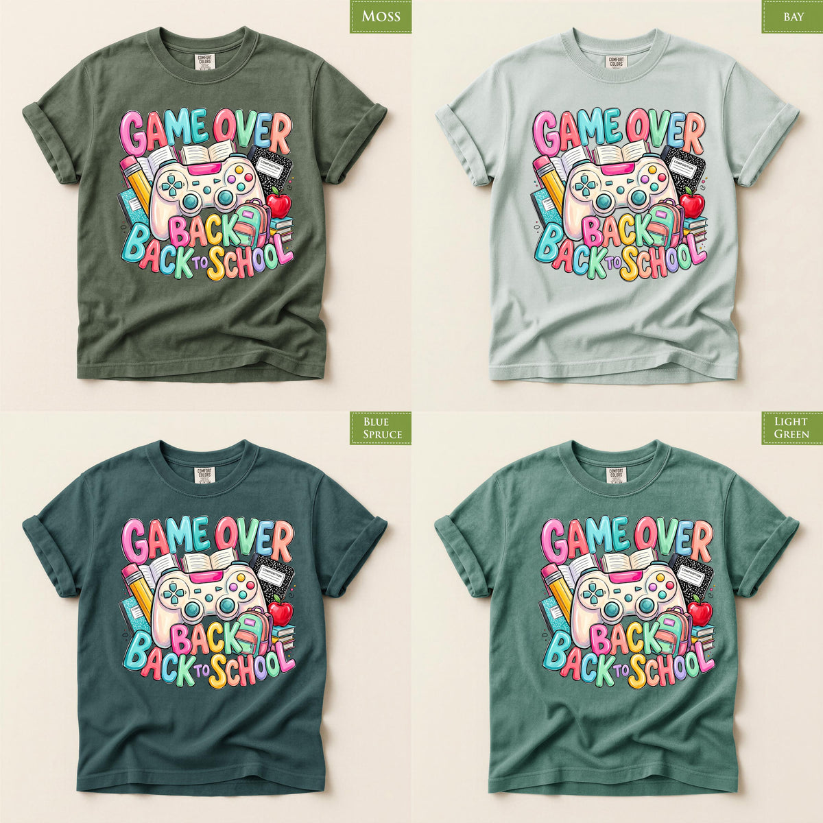 Comfort Colors® Game Over Back to School Gamer Shirt, Student Teacher First Day Graphic Gift