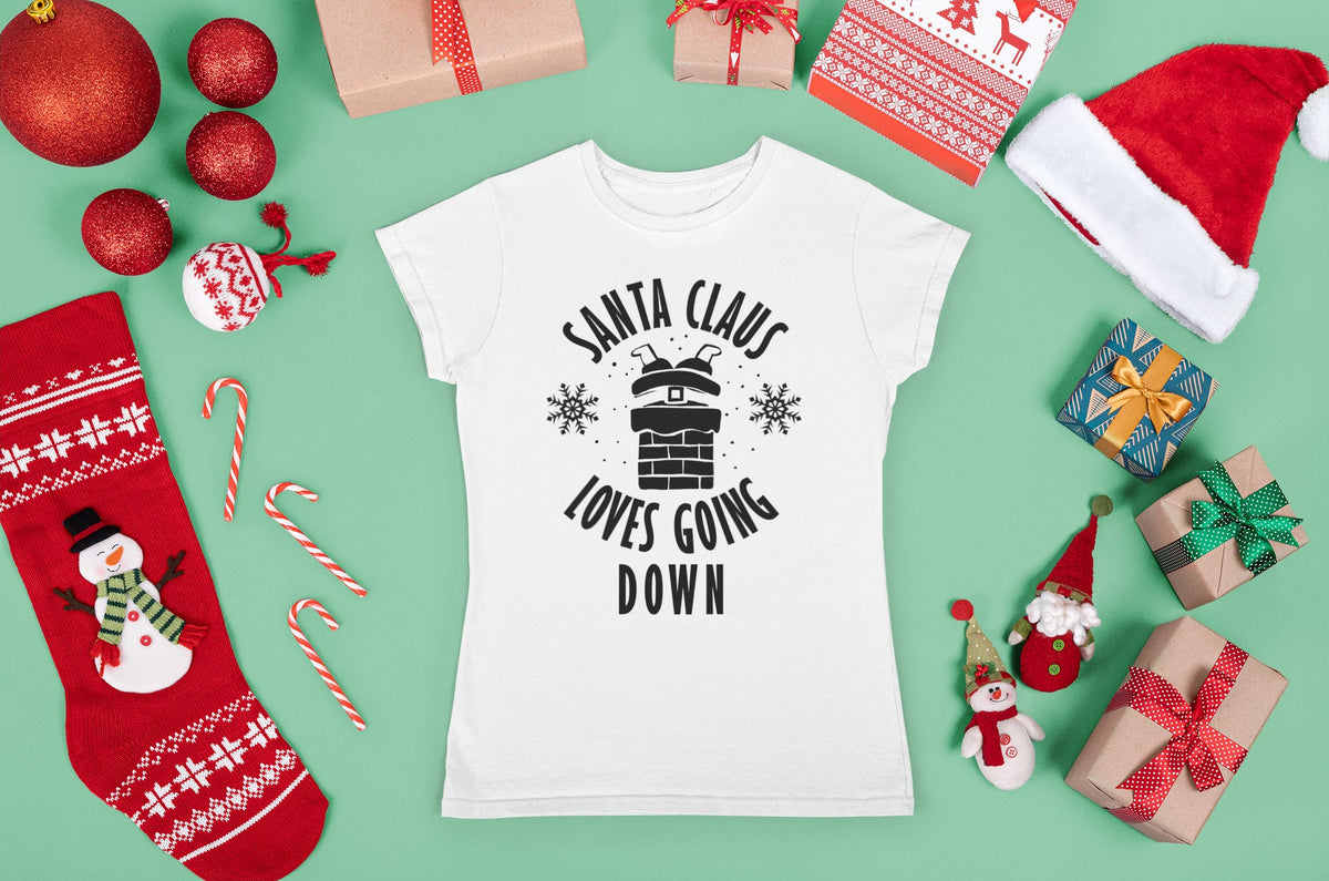 Funny Santa Loves Going Down Christmas Shirt, Rude Xmas Tee