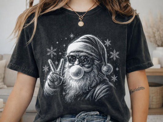 Comfort Colors® Chill Santa Christmas Shirt, Funny Holiday Tee, Vintage Santa Gift, Cool Winter Graphic