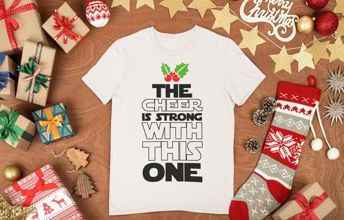 Star Christmas Wars Shirt for Men, Funny Christmas T shirt, Funny Holiday Christmas Tee, The Cheer is Strong with This One Xmas Men's Shirt