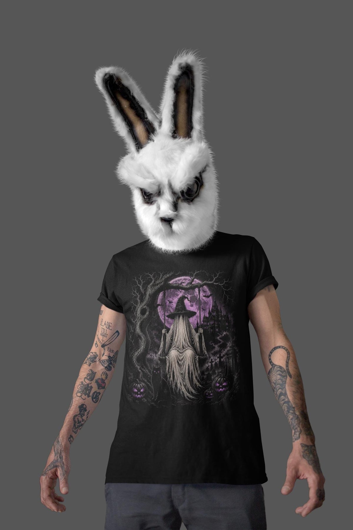 Purple Moon Witch Swing Shirt, Gothic Halloween Cat Pumpkin T-Shirt, Haunted Castle Witch Hoodie, Purple Halloween Sweatshirt