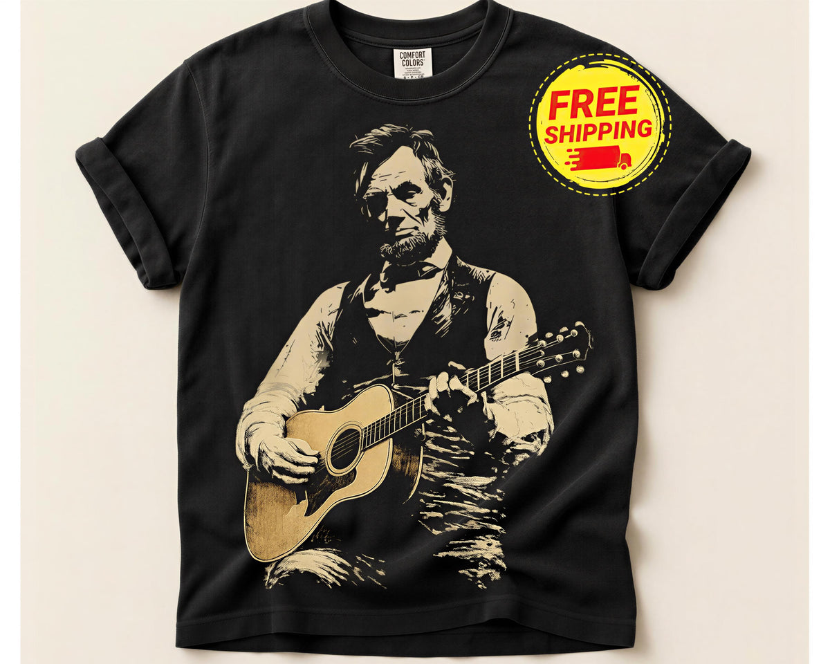 Comfort Colors® Acoustic Guitar Shirt, President Abraham Lincoln T-Shirt, Retro Political Humor Tee
