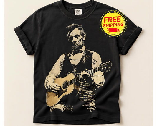 Comfort Colors® Acoustic Guitar Shirt, President Abraham Lincoln T-Shirt, Retro Political Humor Tee