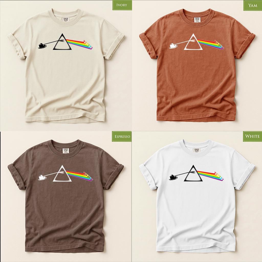 Comfort Colors® Christmas Prism Shirt, Santa Rainbow Holiday Tee, Music Inspired Christmas Gift, Retro Winter Graphic