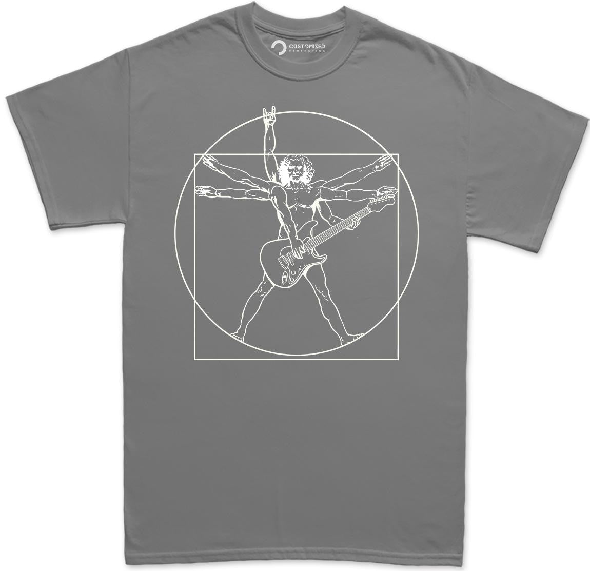 Mens Vitruvian Guitarist Guitar Funny Spoof Da Vinci T shirt Tee Top T-shirt
