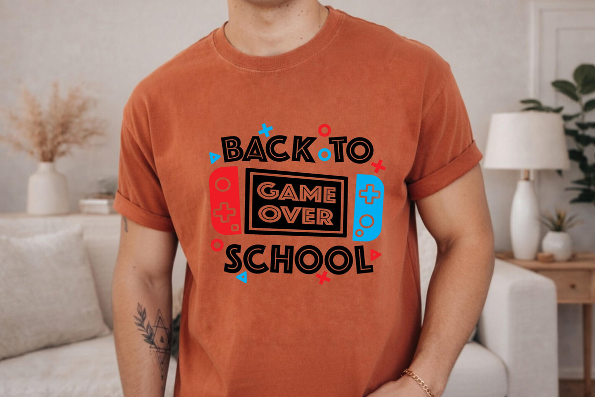 Game Over Back to School Shirt, Gamer Graphic Tee, First Day Student Teacher Gift