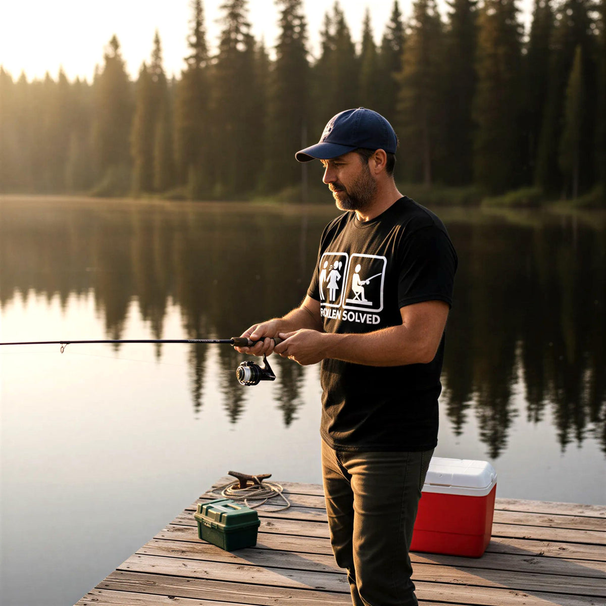 Funny Fishing Shirt for Men, Problem Solved Tee, Fishermen Angler Gift