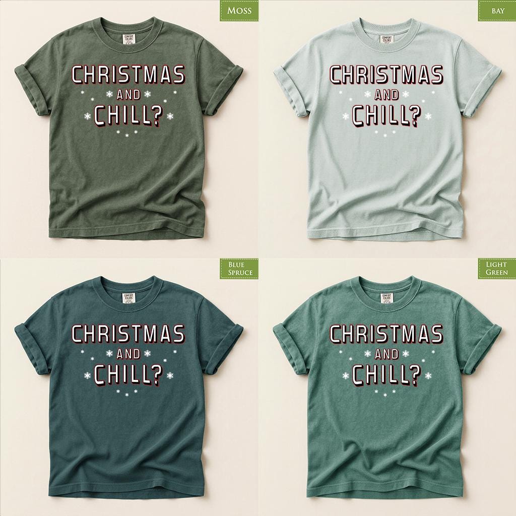 Comfort Colors® Christmas and Chill Shirt, Funny Holiday Tee, Cozy Winter Graphic, Christmas Gift