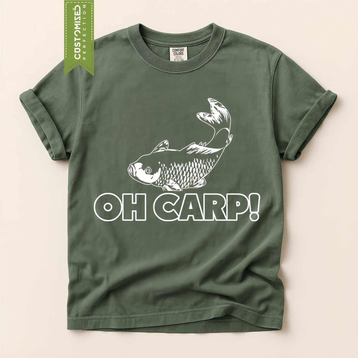 Funny Fishing Shirt for Anglers, Comfort Colors® Fisherman Gift, Oh Crap Carp Reel Bait Tee