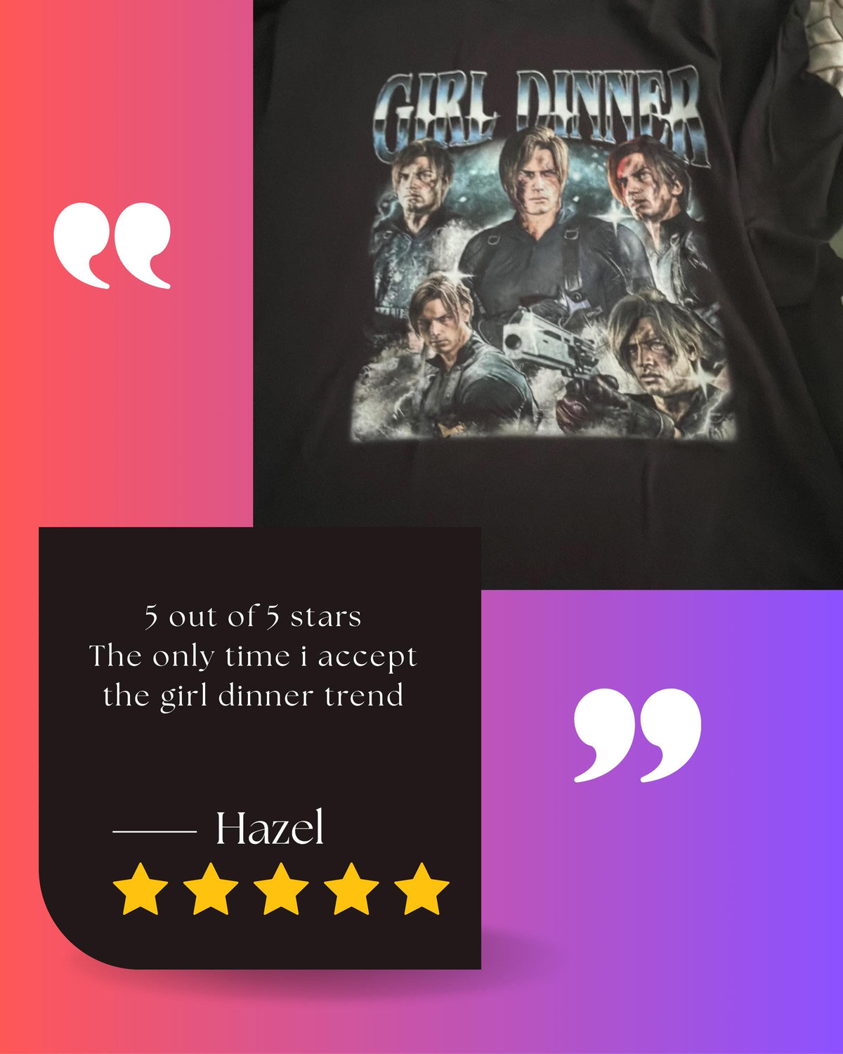 Girl Dinner Comfort Colors® Shirt, Leon Kennedy Resident Evil Gamer Girl Tee, Requiem RE9 Fan Gift