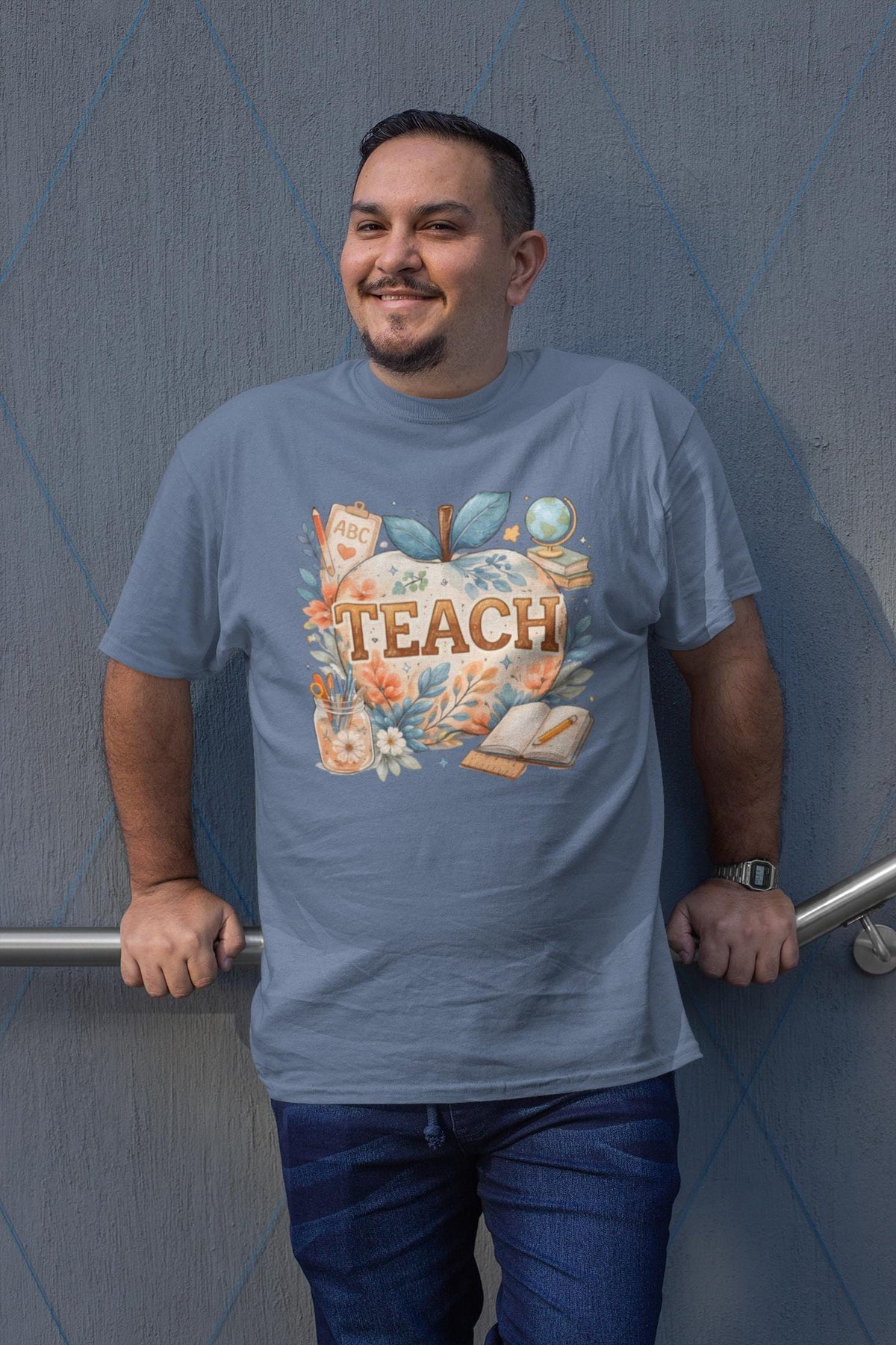 Comfort Colors® Boho Teach Apple Teacher Shirt, Floral Classroom Educator Back to School Graphic Tee