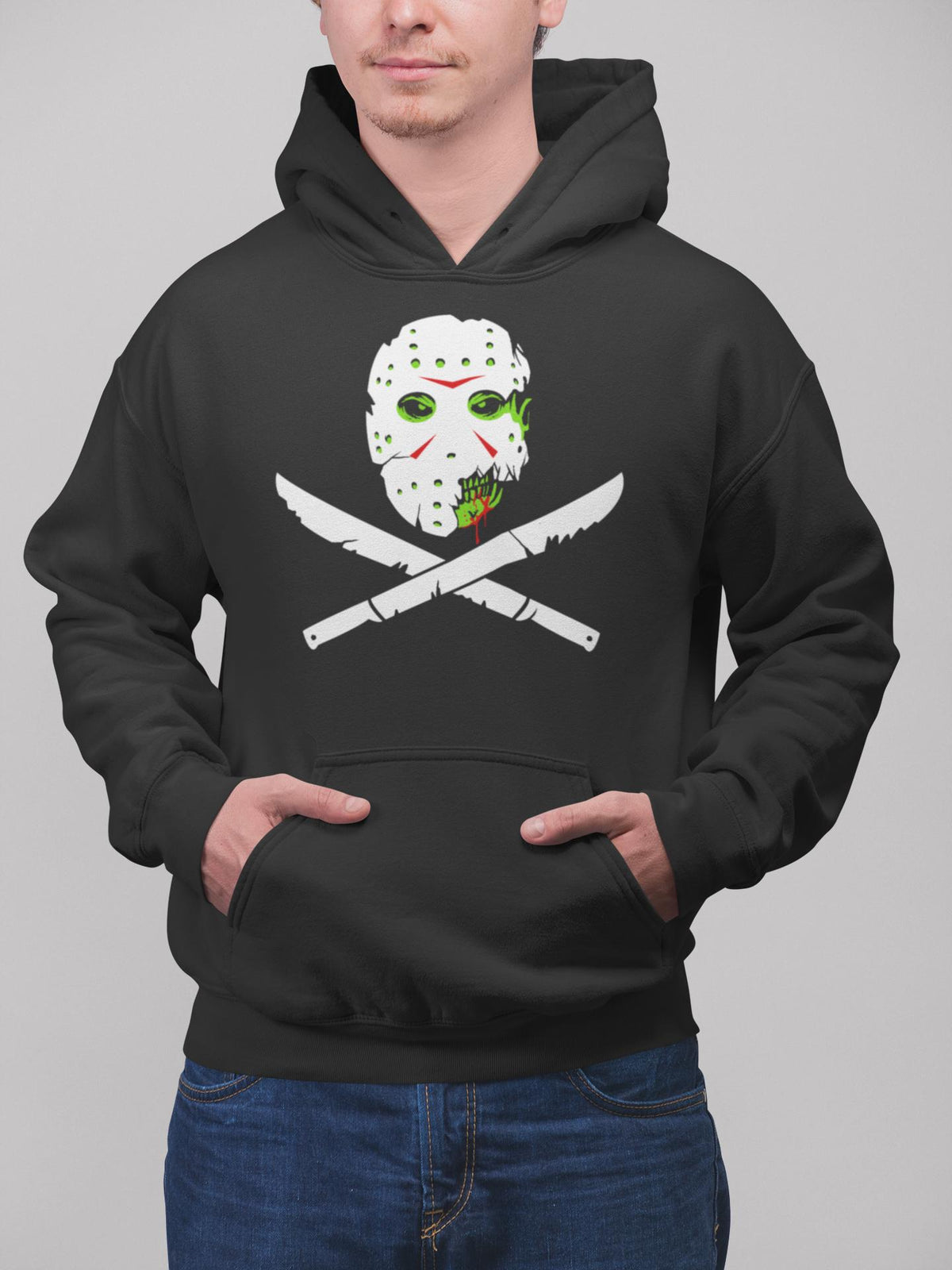 Horror Mask Crossbones Shirt, Hockey Mask Machete Flag T-Shirt, Skull Crossbones Horror Hoodie, Slasher Pirate Sweatshirt