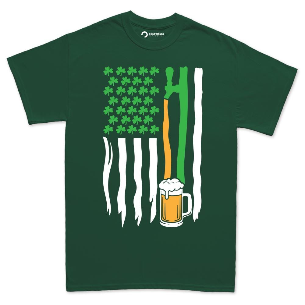 Funny Beer St. Patricks Day Shirt, Irish American Flag Tee, Ireland Gift
