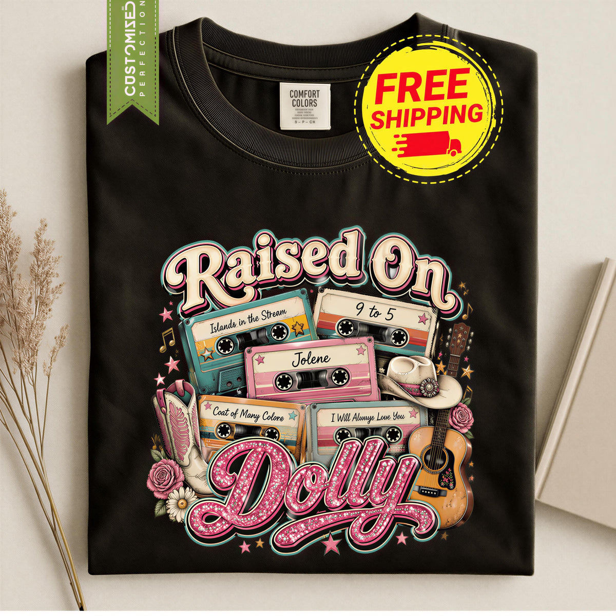 Comfort Colors® Raised On Dolly Parton Country Shirt, Retro Cassette Tape TShirt, Jolene 9 To 5 Country Music Tee, Dolly Parton  Gift Idea