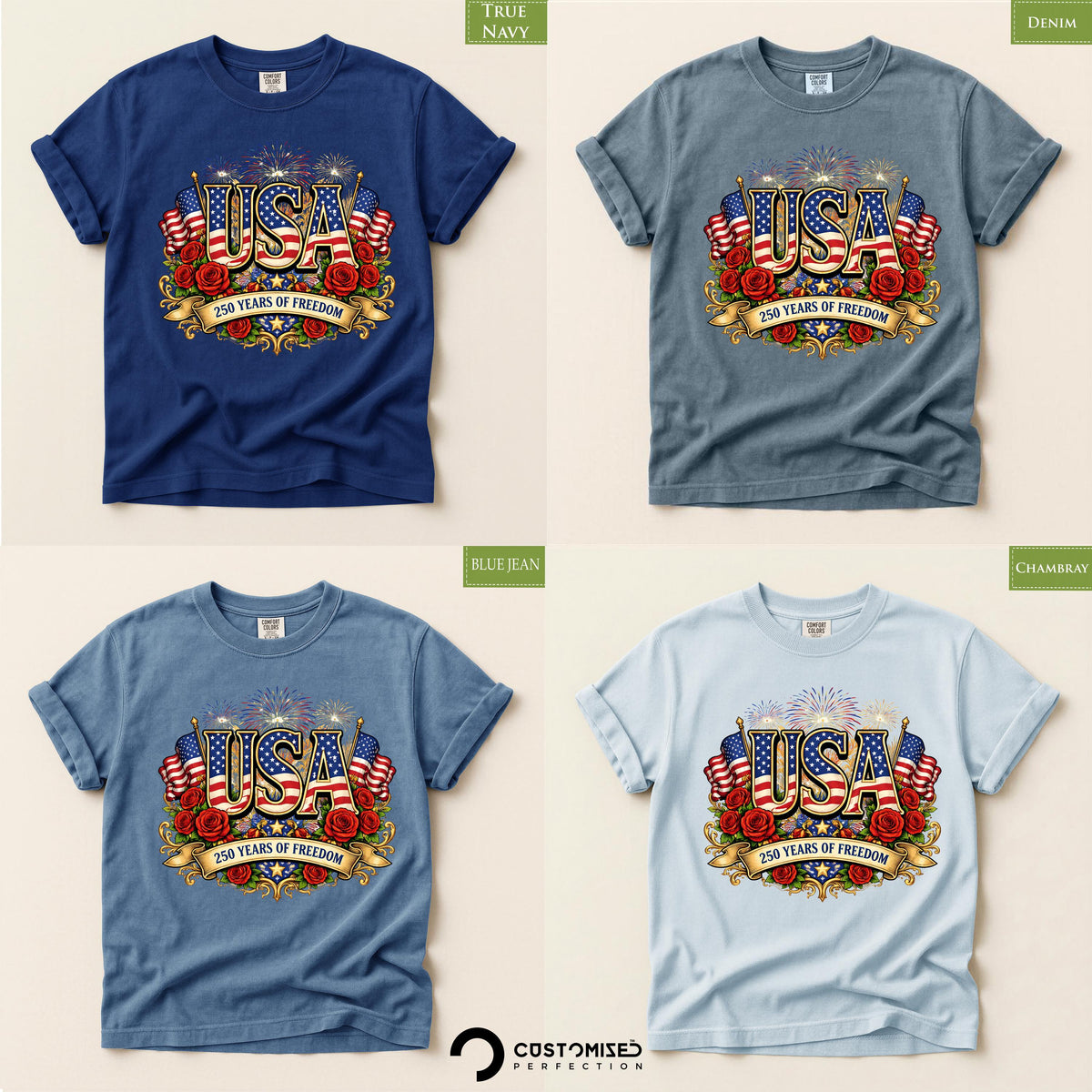250th Anniversary Shirt, Patriotic USA Tee, Comfort Colors® America 250