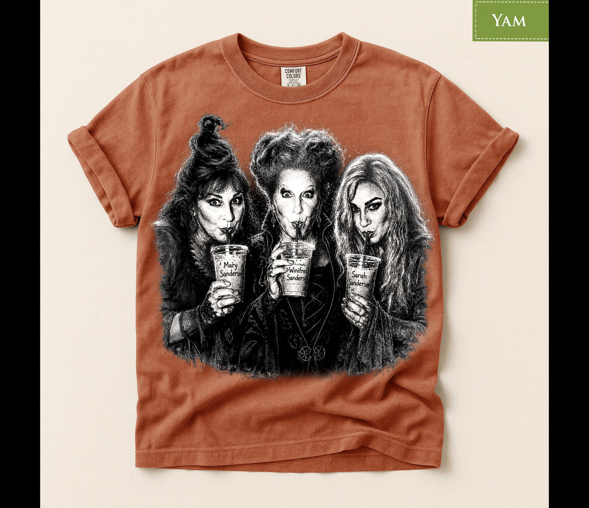 Comfort Colors® Three Witches Tee, Funny Halloween Spooky Season Apparel, Magic Cauldron Shirt, Trick Or Treat Top