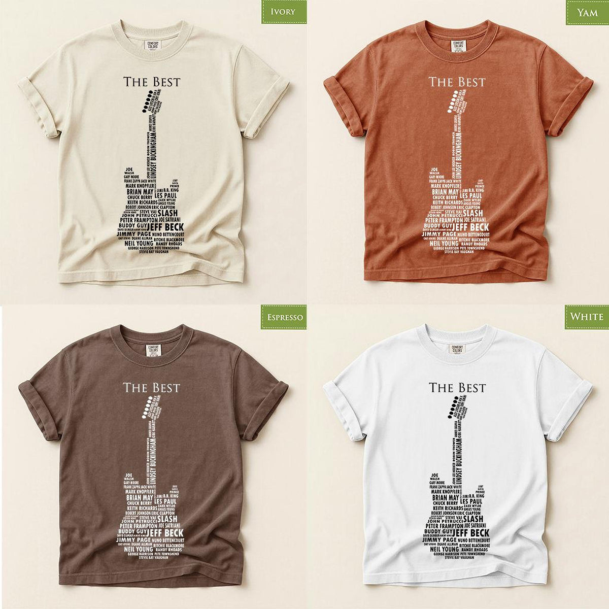 Guitar Player Shirt, Comfort Colors® Rock Legends Graphic Tee, Gift for Guitarist