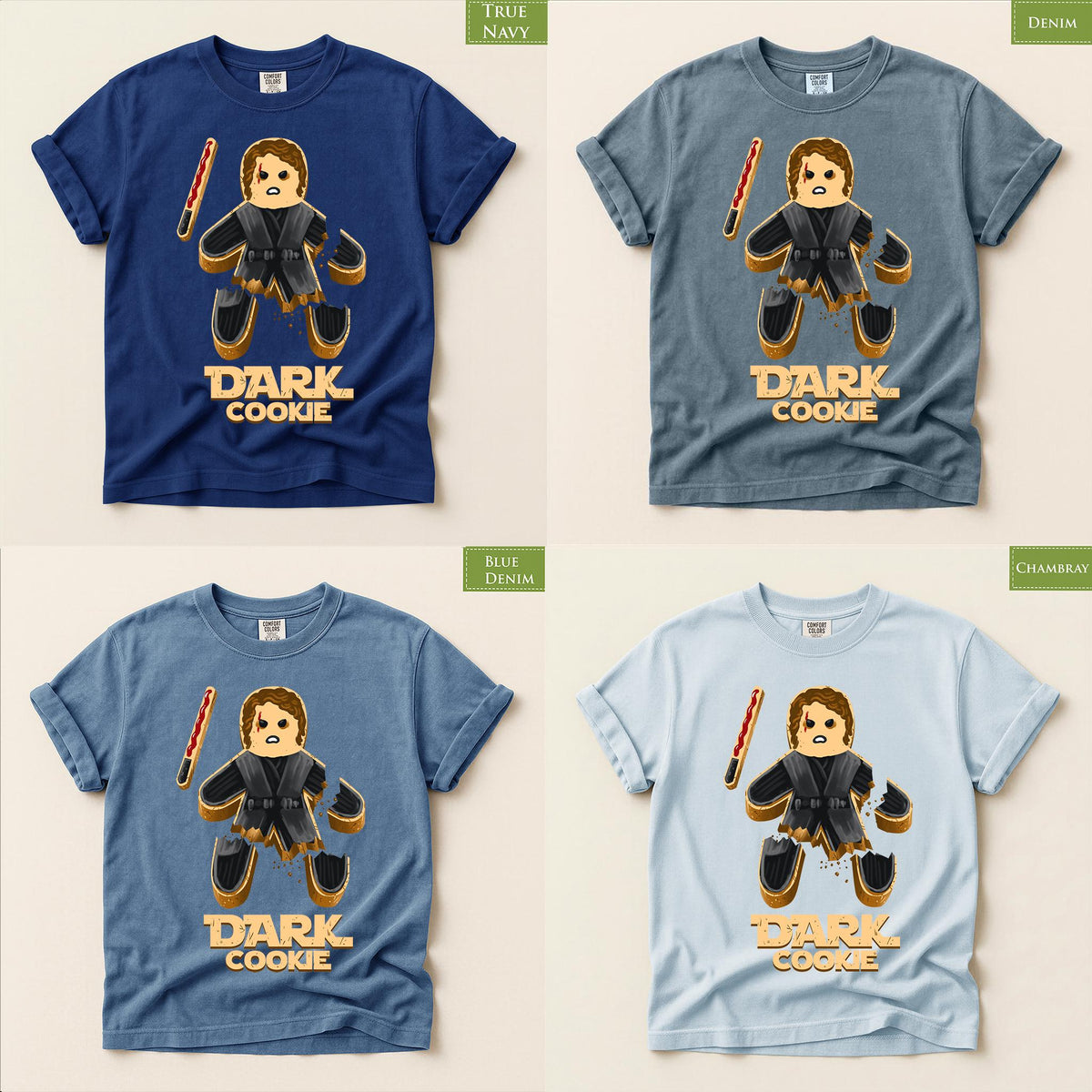 Comfort Colors® Dark Cookie Shirt, Dark Warrior Graphic Tee, Funny Cookie Shirt, Unique Gift, Gamer Inspired Apparel