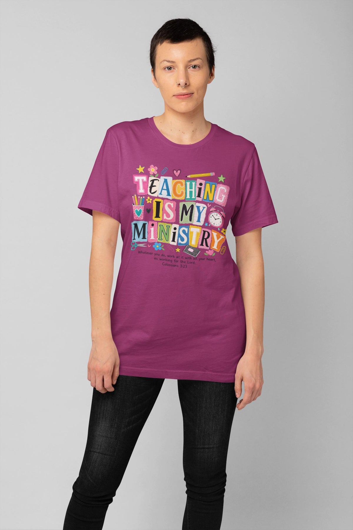 Comfort Colors® Teaching Is My Ministry Shirt, Christian Teacher Tee, Colossians Bible Verse Faith Gift