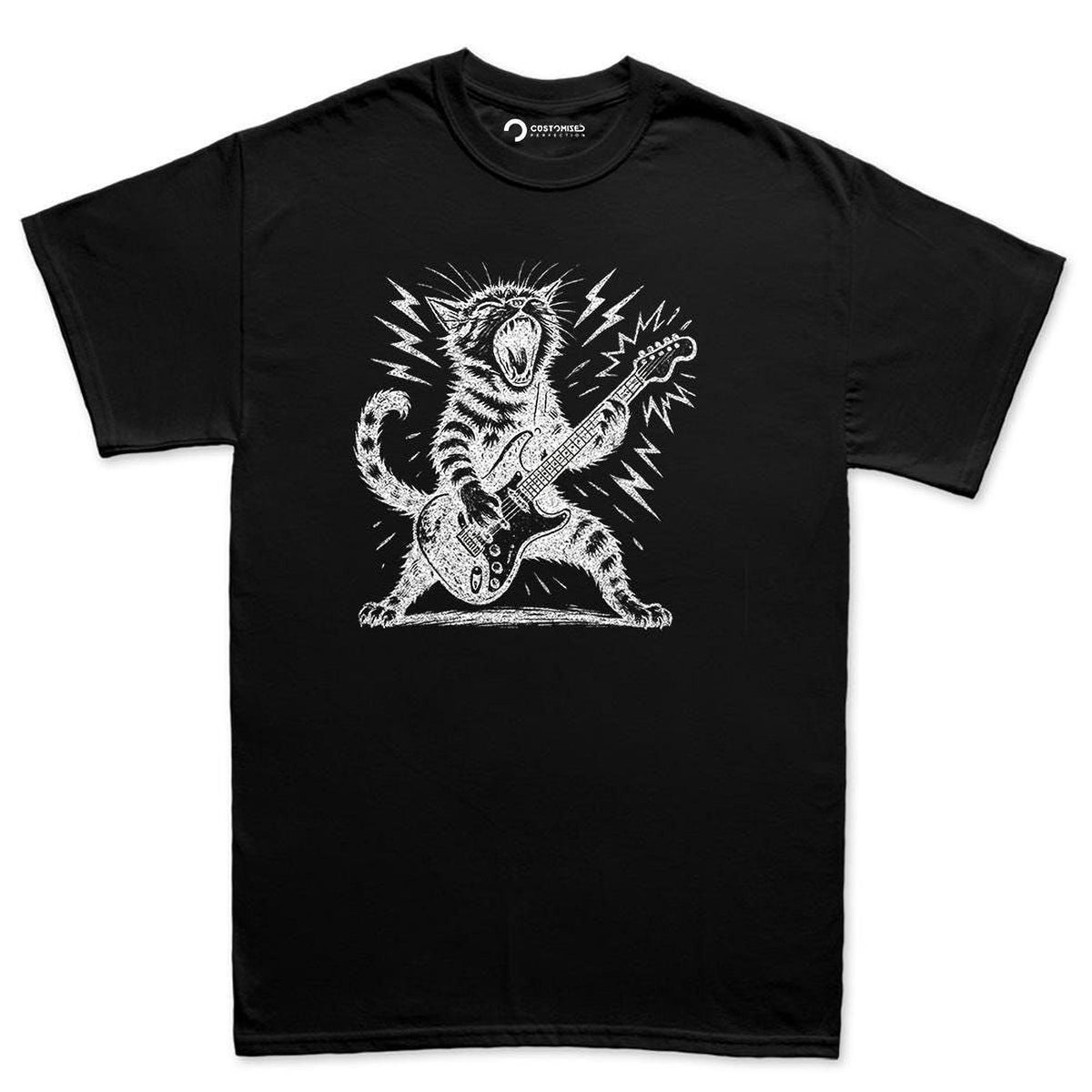 Rock and Roll Cat Guitar T-Shirt | Funny Feline Lover Tee