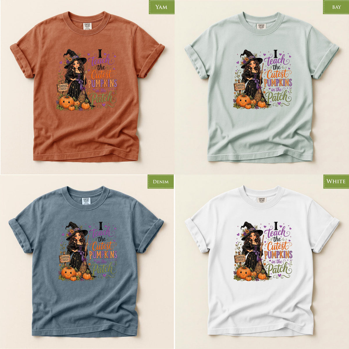 Comfort Colors® Halloween Teacher Shirt, Cute Pumpkin Patch Tee, Witch Fall Classroom Gift