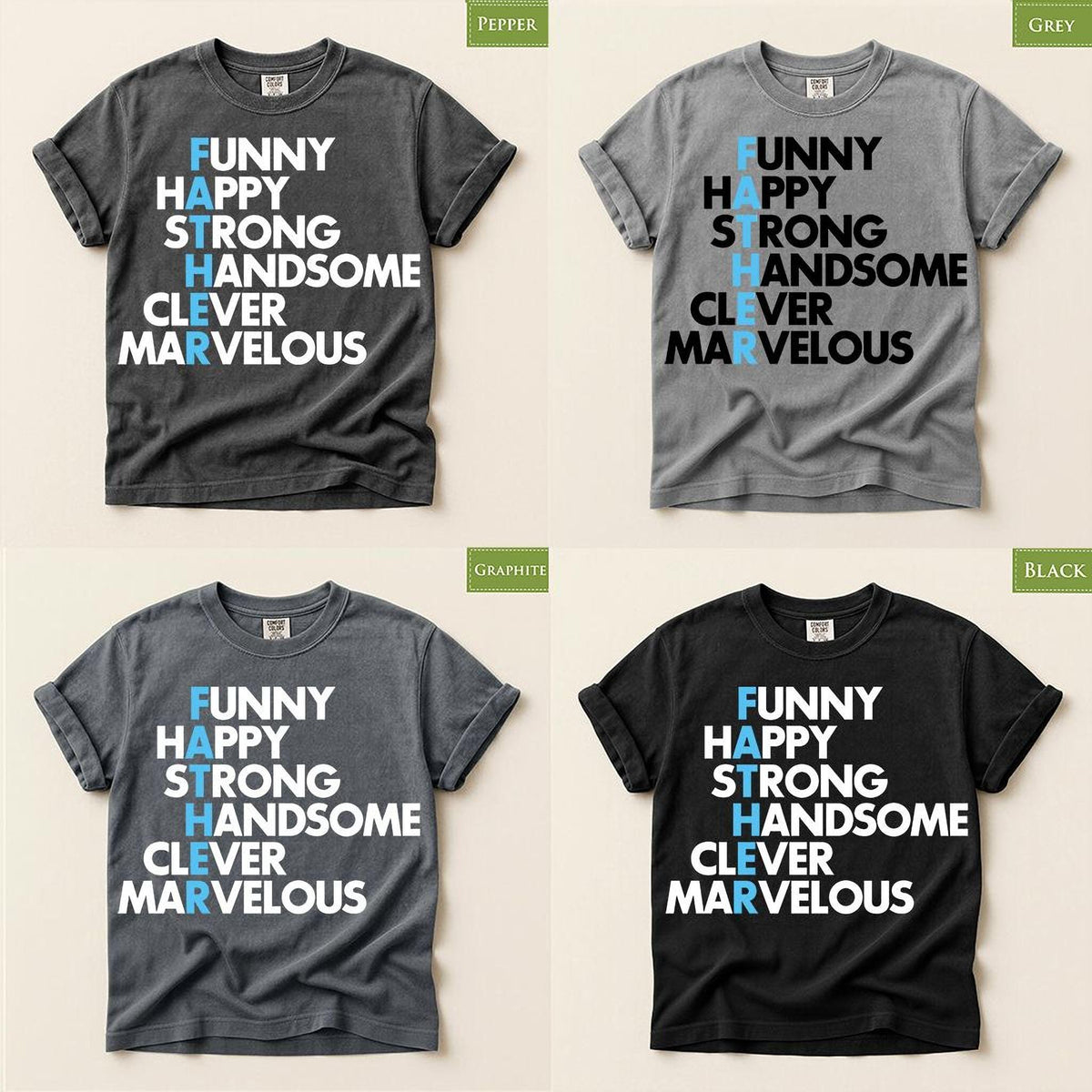 Father Acronym Shirt, Comfort Colors® Crossword Dad Tee, Gift for Dads