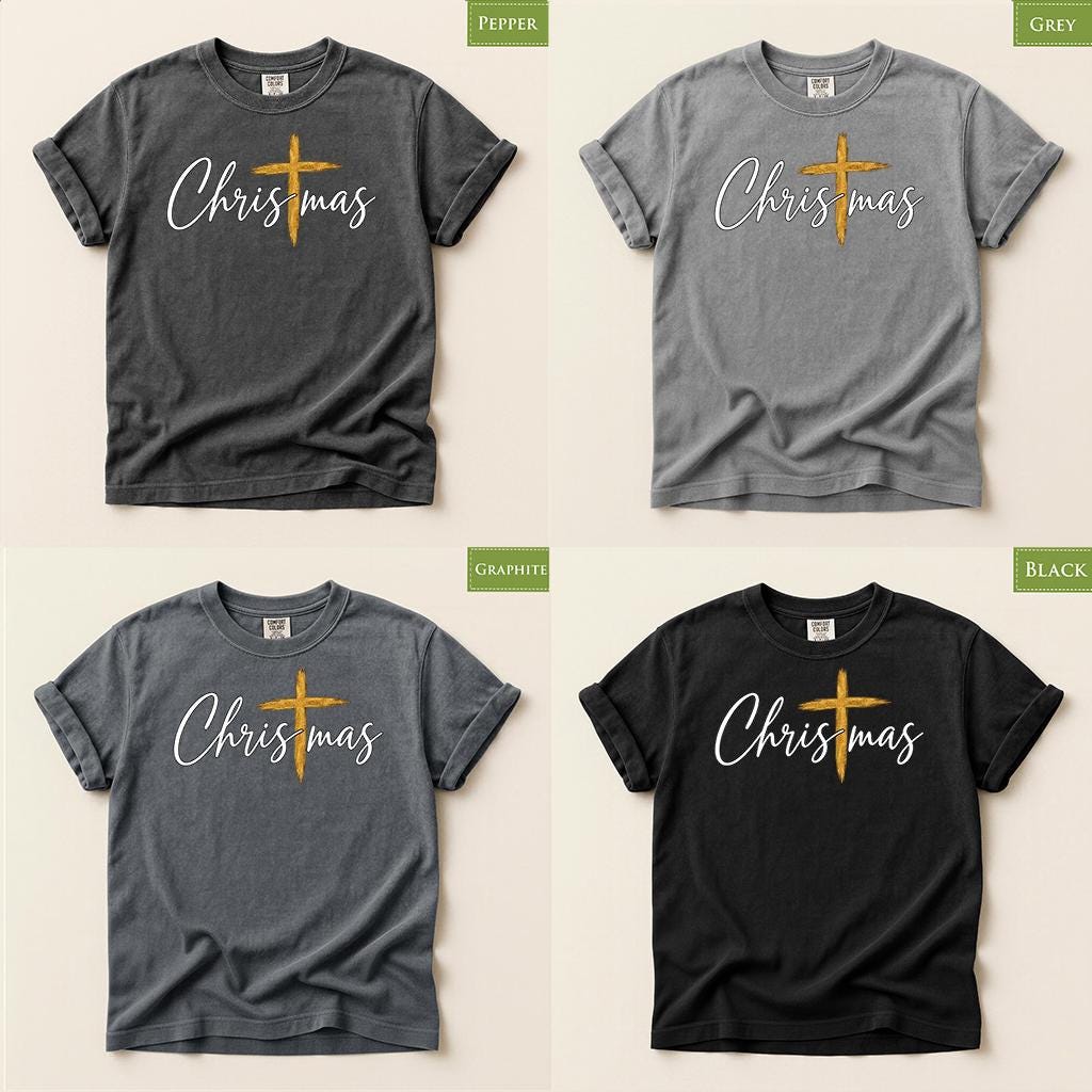 Comfort Colors® Christmas Cross Shirt, Christian Christmas T Shirt, Religious Holiday Tee, Faith Based Gift