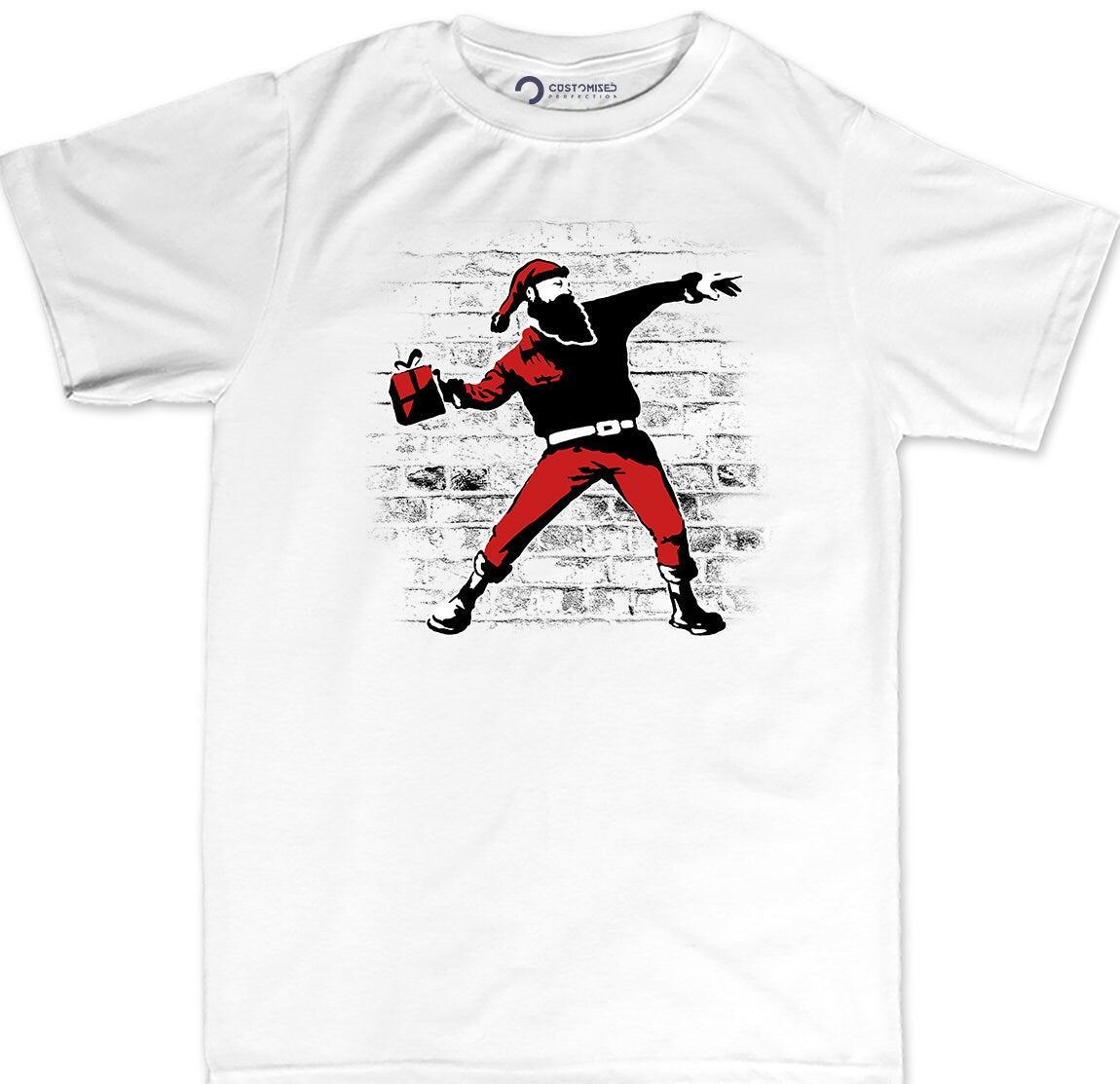 Funny Christmas Mens Shirt, Banksy Street Art Mens Shirt, Christmas Vacation Shirt, Printable Art Banksy T-shirt, Banksy Santa Shirt For Men