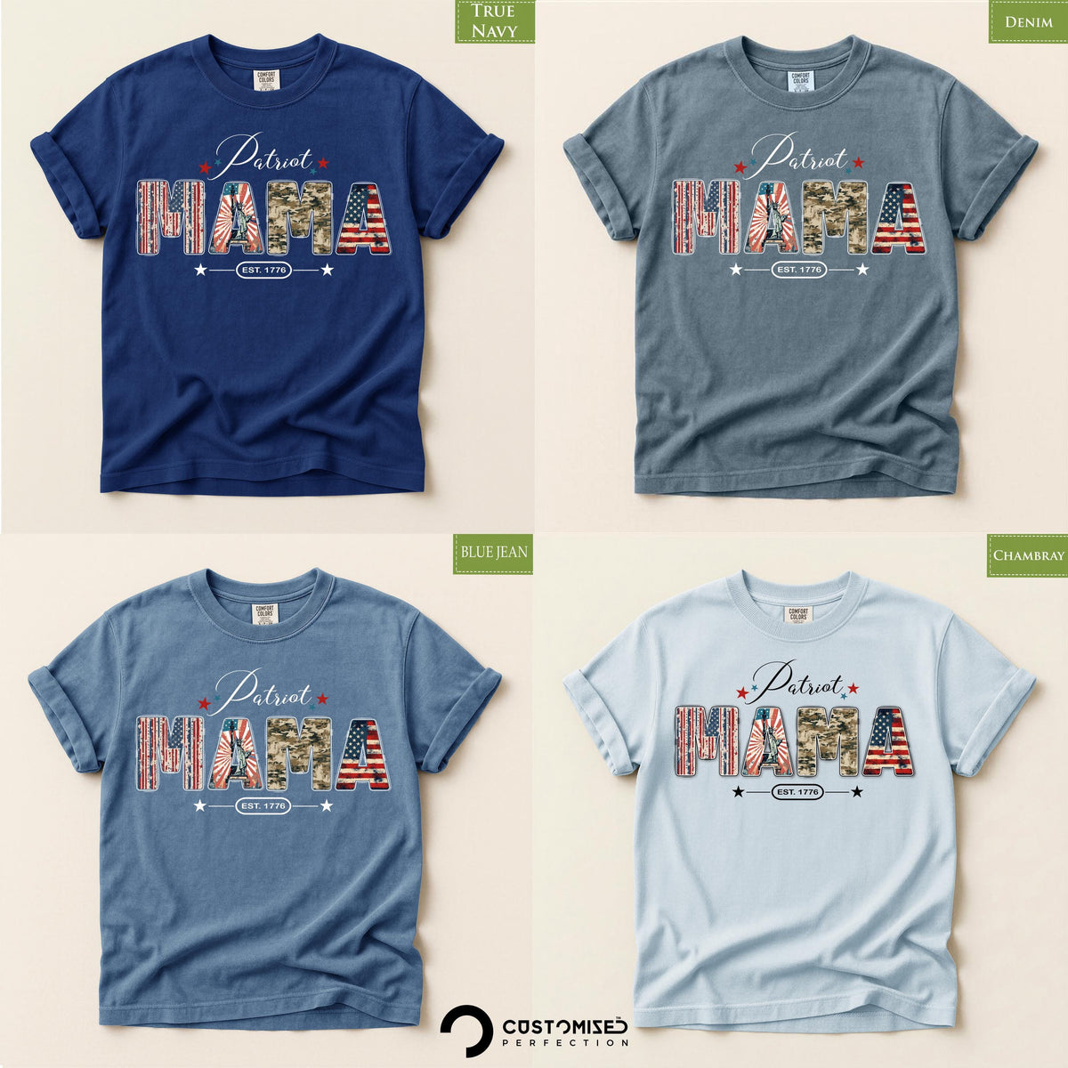 Patriot Mama Shirt, 4th of July Comfort Colors® Tee, Gift for Mom USA