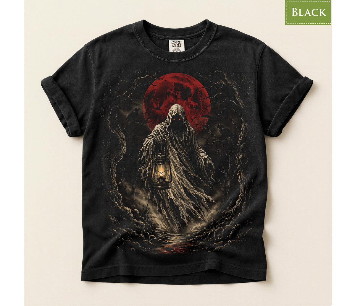 Comfort Colors® Grim Reaper Ghost Graphic Tee, Gothic Horror Shirt, Halloween Spooky Apparel Gift