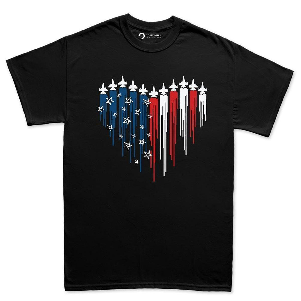 US Air Force Flyover Shirt, 4th of July, 250th Anniversary Tee, Red White & Blue Fighter Jets