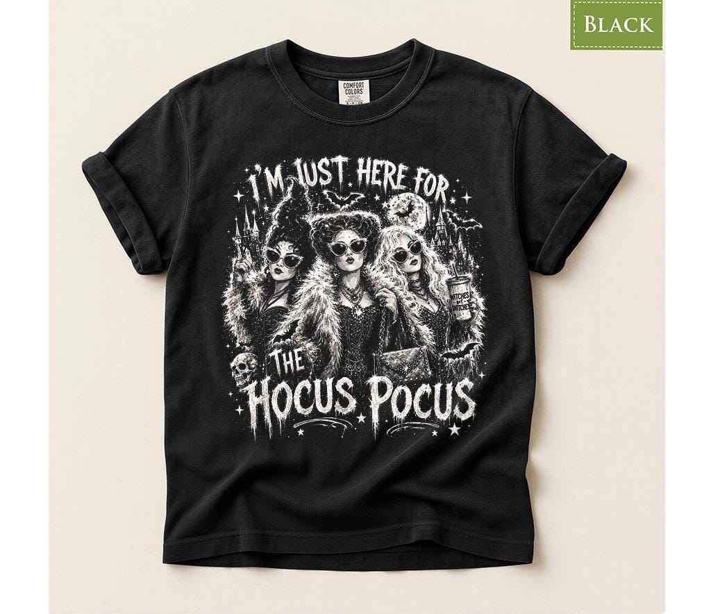 Comfort Colors® Hocus Pocus Halloween Shirt, Witchy Graphic Tee, Spooky Season Salem Vibes