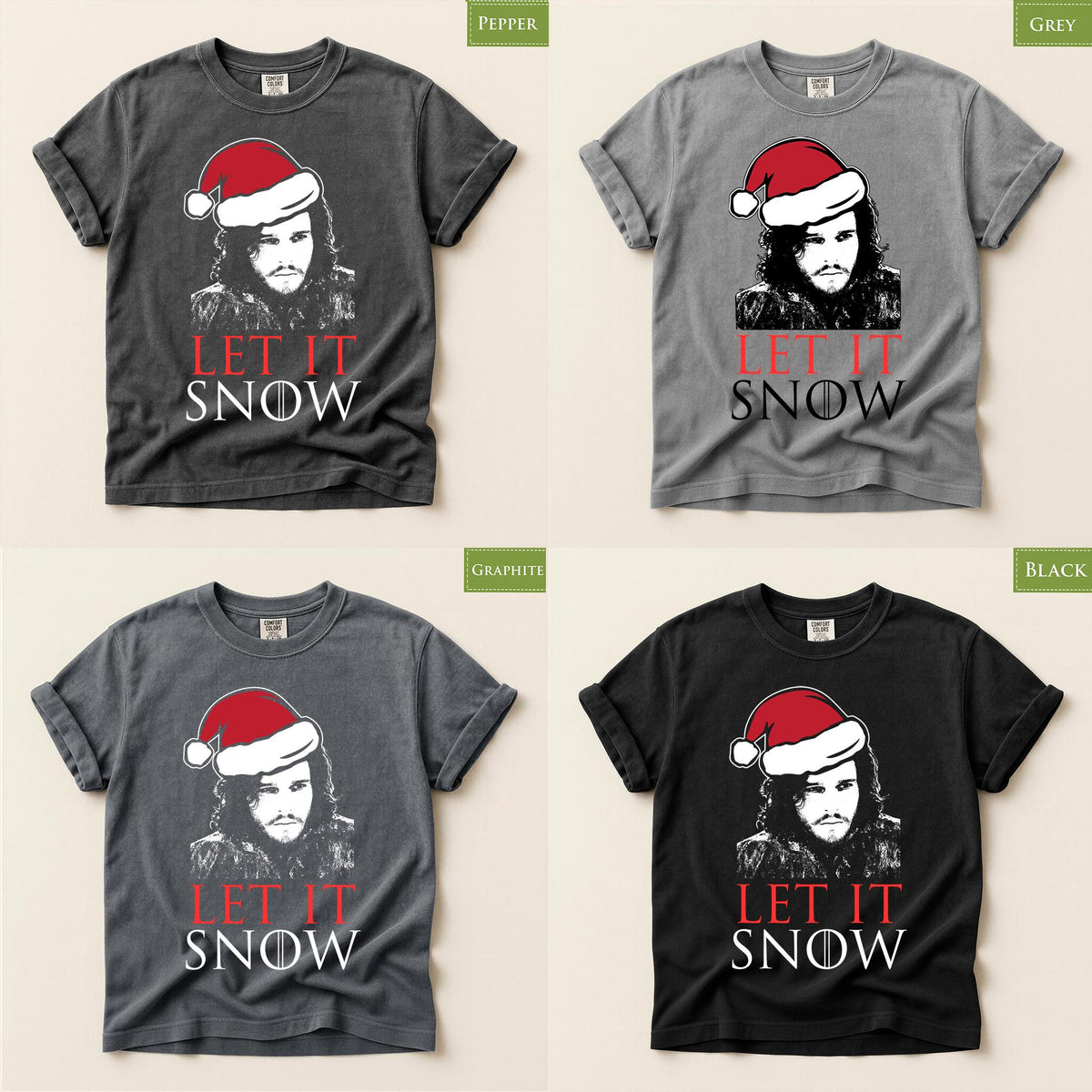 Comfort Colors® Let It Snow Shirt, Winter Fantasy Fan Tee, Santa Hat Holiday Shirt, Snowy Season Gift, Christmas Fandom Apparel