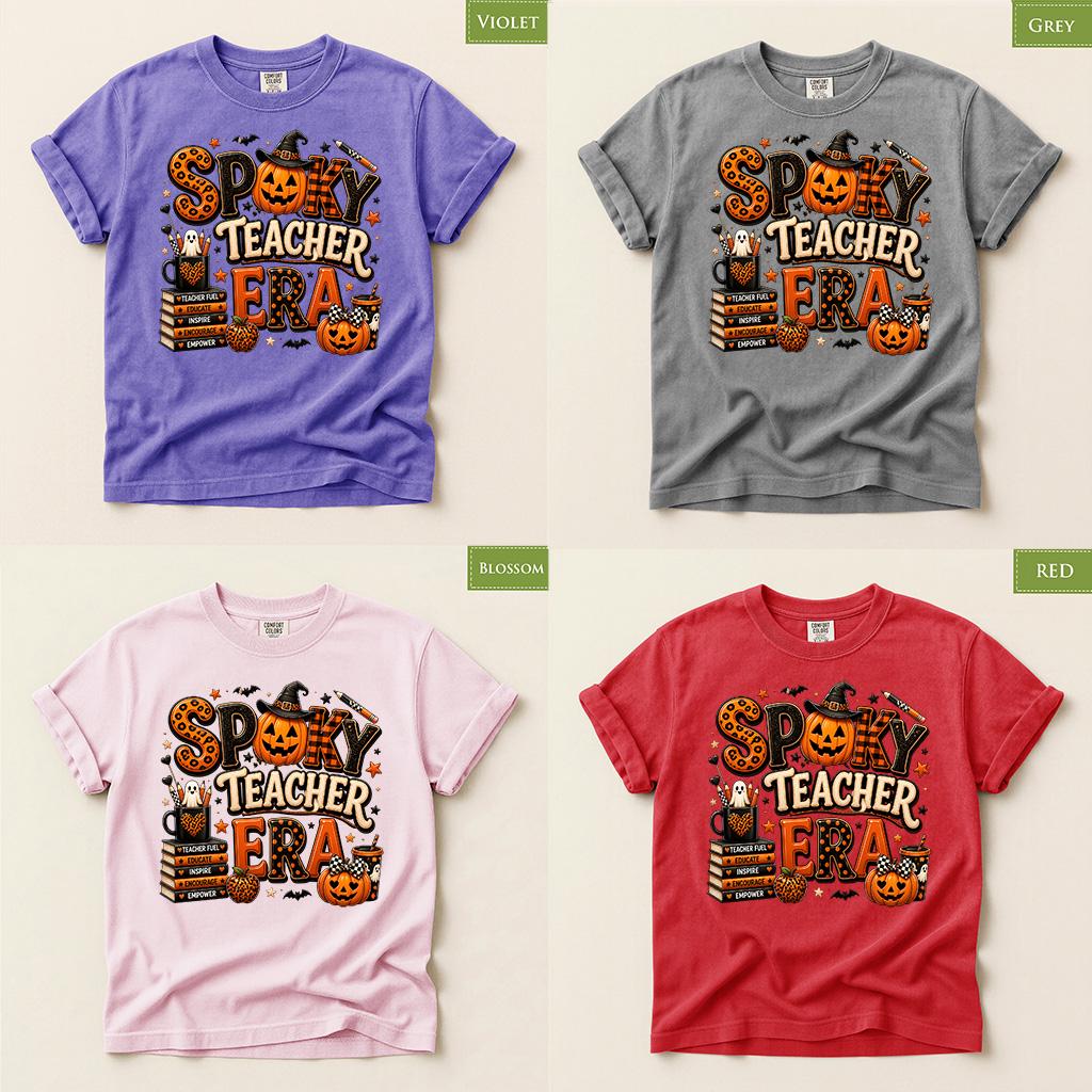 Comfort Colors® Spooky Teacher Era Shirt, Halloween Fall Tee, Pumpkin Classroom Gift, Cute Ghost Witch Top