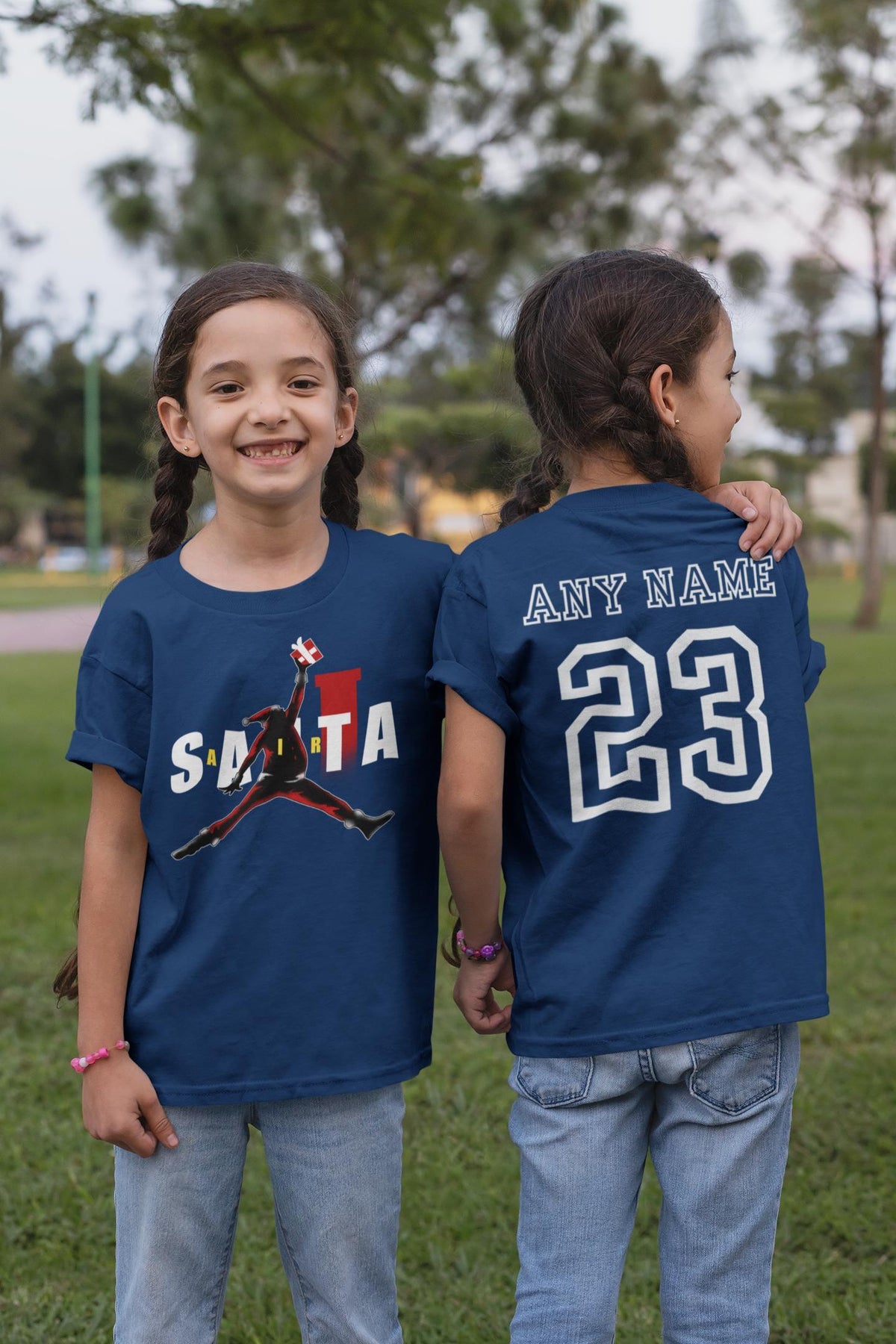 Air Santa Christmas T-shirt, Custom Basketball Santa, Matching Family Shirts